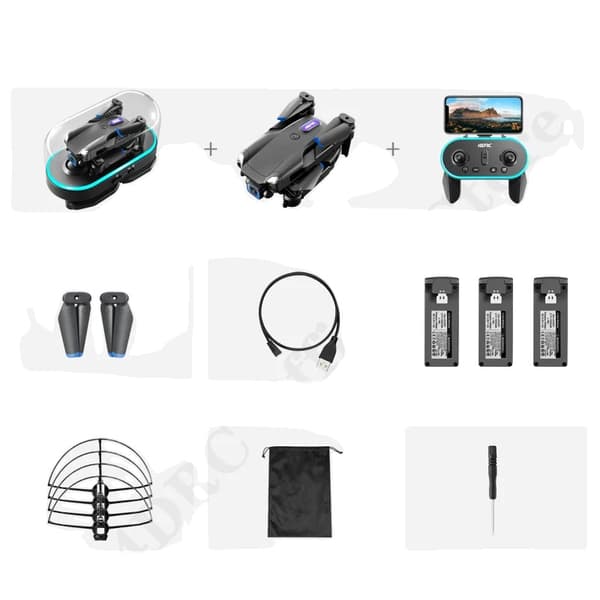 4DRC Mini V20 Drone, Dobbelt Kamera, 3 Batterier,4K dobbelt-Sort-3B