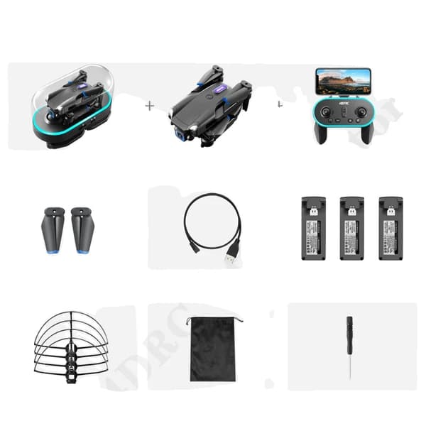 4DRC Mini V20 Drone, Dobbelt Kamera, 3 Batterier,1080Pdobbel-Sort-3B