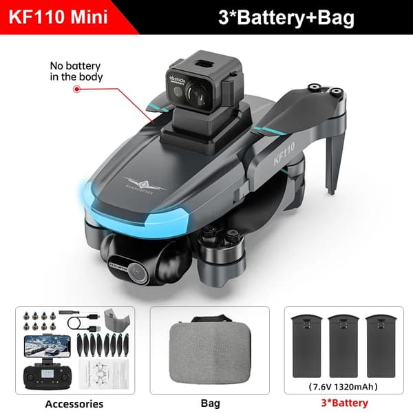 Teeggi KF110 Mini Drone, 4K HD -kamera, 22 minuutin lentoaika,KF110 PRO 3B CB