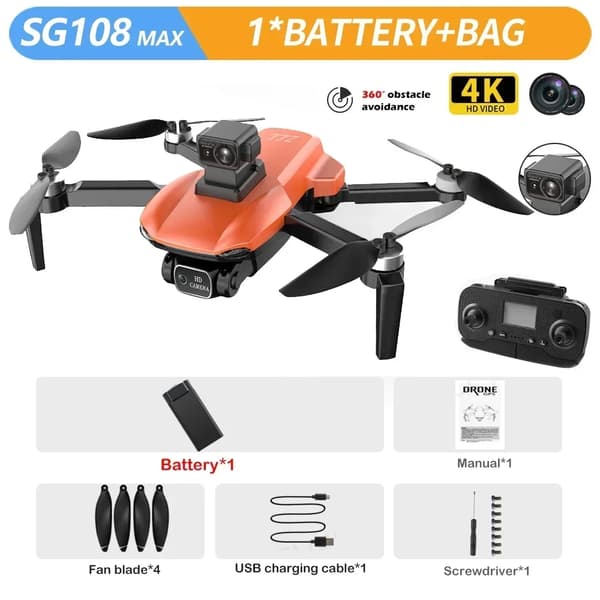 GPS Drone, 1080p HD Video, 1200m Ohjausetäisyys,OA Oranssi 4K 1B
