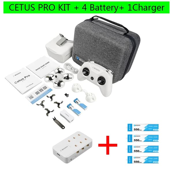 FPV-setti, LiteRadio2 SE -lähetin, VR02-lasit, 450mAh akku,Cetus Pro 4B 1C
