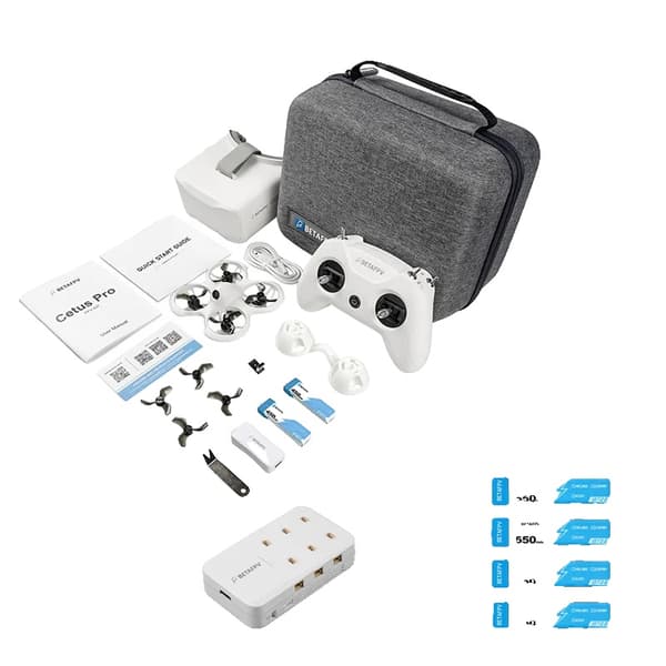 FPV-setti, LiteRadio2 SE -lähetin, VR02-lasit, 450mAh akku,Cetus Pro 4B 1C