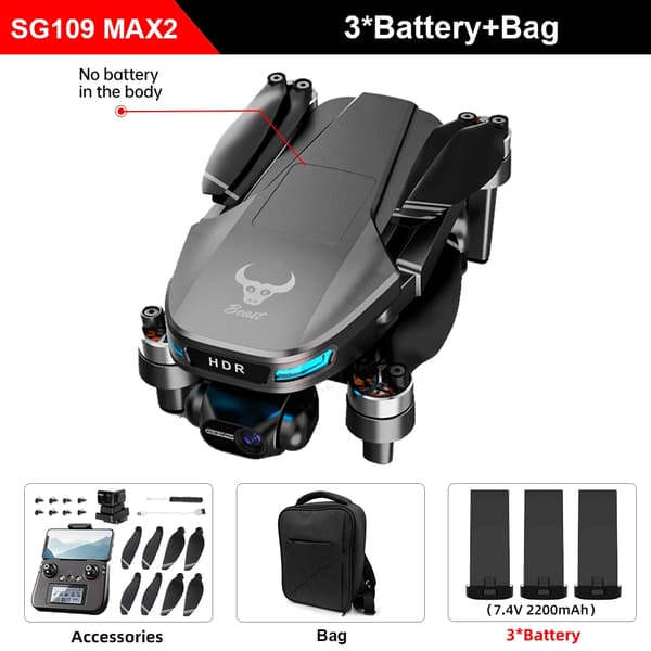 Mini Drone, 360° Forhindringsundgåelse, 25 Minutters Flyvetid,SG109 MAX3 3B CB