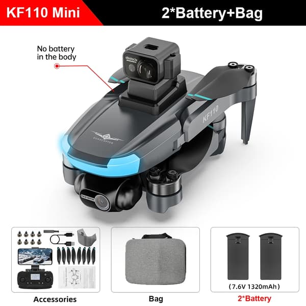 Mini Drone, 4K HD Kamera, 22 Minutters Flyvetid, 360 Graders Forhindringsundgåelse,KF110 PRO 2B CB