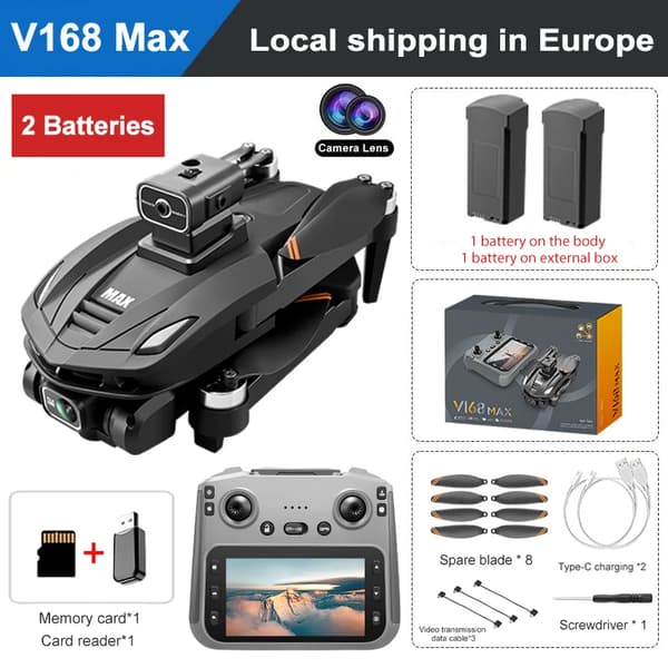V168 MAX GPS -droni, 4K-videoresoluutio, 25 minuutin lentoaika,V168MAX-2 Paristot