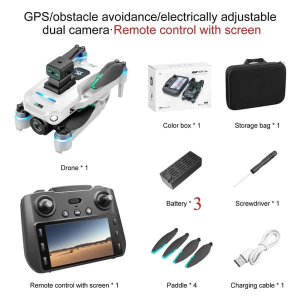 GPS Kamera Drone, 4K HD Videooptagelse, 40 minutters flyvetid,WH OAS GPS 3B
