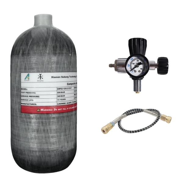 TUXING HPA Cylinder, 2,5L Kapacitet, 300 BAR Arbejdstryk,2,5L-Hvid