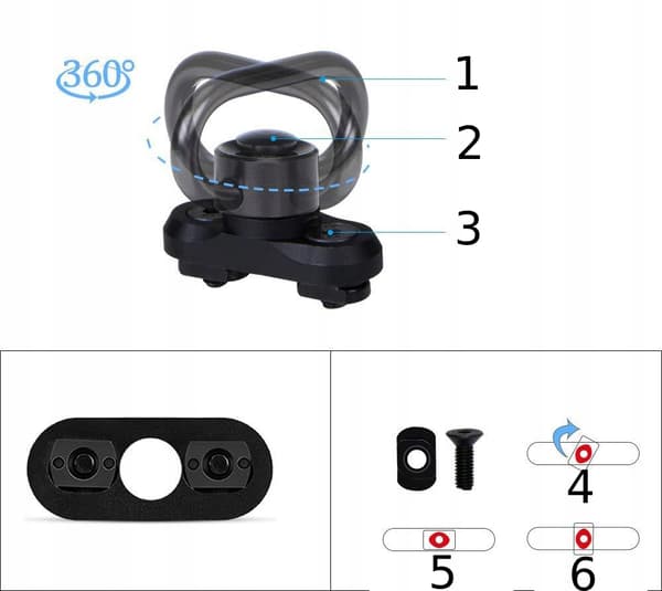 OPHÆNGNINGSENHED til M-LOK QD SKINNE DREJEADAPTER AR15 + NØGLE