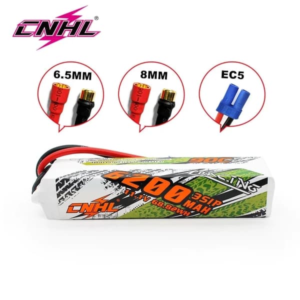 Lipo Batteri, 6200mAh Kapacitet, 90C Afladningshastighed, 3S 90C 6200mAh EC5