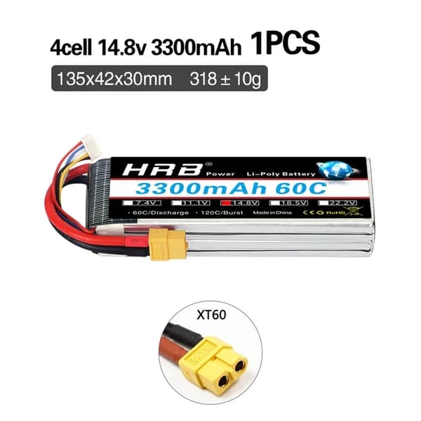 RC Lipo-batteri, 14,8 V, hög kapacitet, 14,8v 5000mah 50c