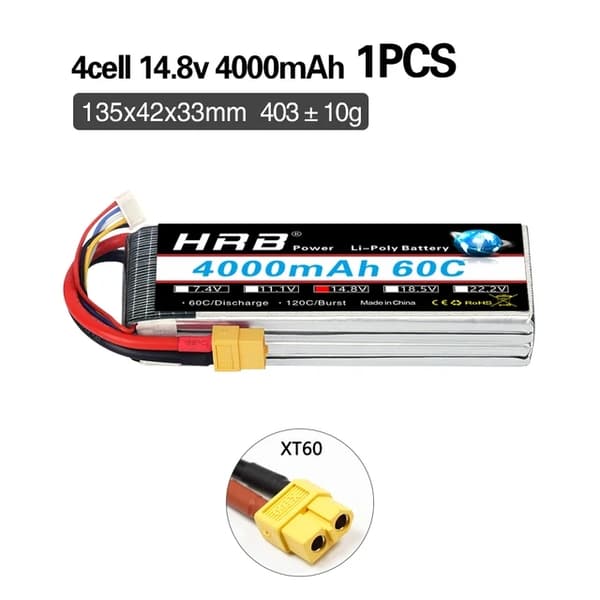 RC Lipo-batteri, 14,8 V, hög kapacitet, 14,8v 5000mah 50c