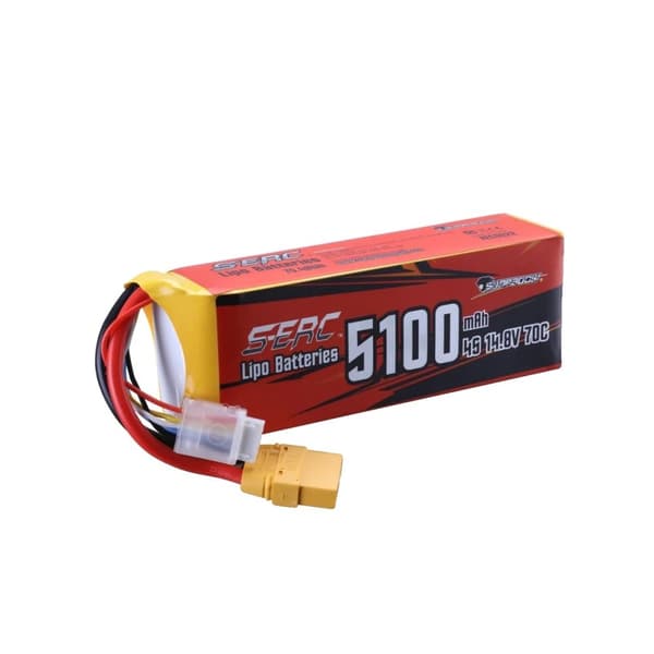 RC Lipo-batteri, 148V hög spänning, XT90-anslutning, 14,8V, 5100-4S-70C-XT90