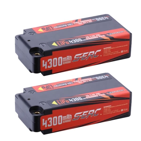 Lipo-akku, 4300mAh kapasiteetti, 70C purkuvirta, 74V, 4300-2S-70C-4mm-2kpl