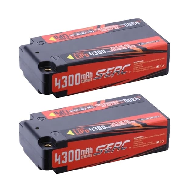 Lipo-akku, 4300mAh kapasiteetti, 70C purkuvirta, 74V, 4300-2S-70C-4mm-2kpl 7.4V