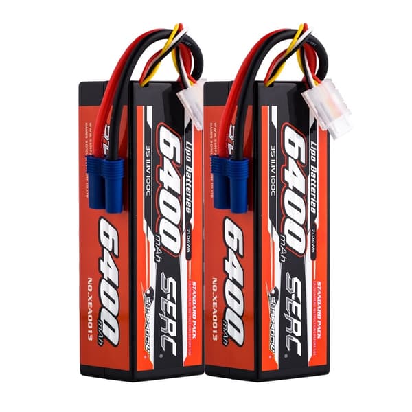 Lipo Batteri, 6400mAh Kapacitet, EC5 Stik, 6400-2S100C-T-2stk