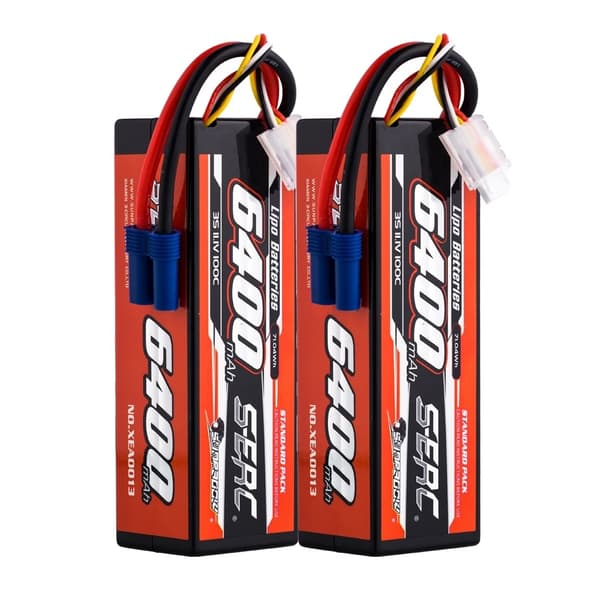 Lipo Batteri, 6400mAh Kapacitet, EC5 Stik, 6400-2S100C-T-2stk