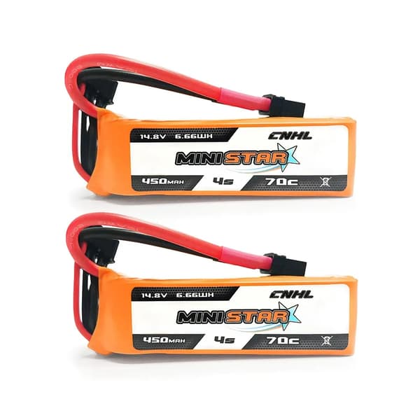 Lipo Batteri, 450mAh Kapacitet, XT30U Stik, 4S 450mAh 70C 2 stk