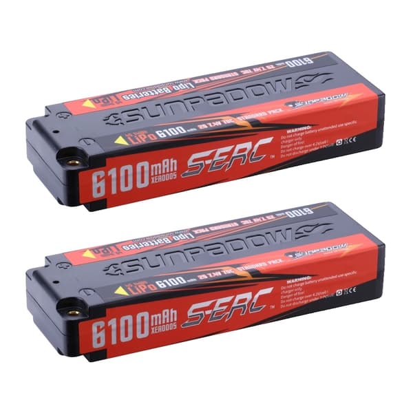 Lipo Batteri, 6100mAh Kapacitet, 70C Afladningshastighed, 6100-2S70C-4mm-2stk, 7,4V 6100-2S70C-4mm-2pcs