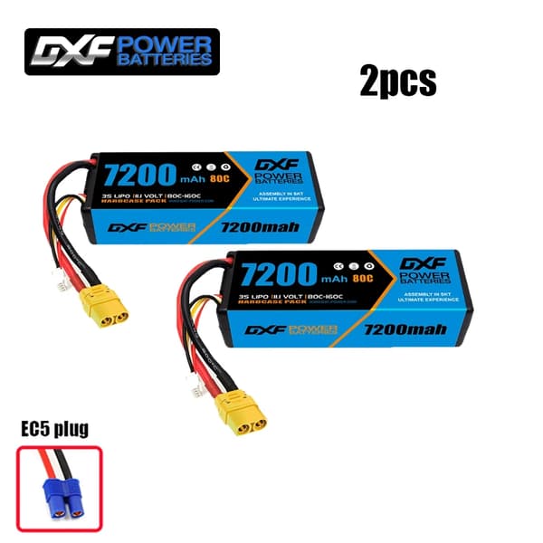 2 kpl DXF LiPo-akku, suuri kapasiteetti 5200mAh - 9200mAh, purkausnopeudet jopa 130C,2PCS3S520080CEC5