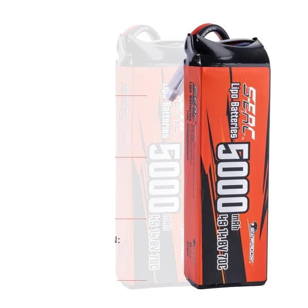 5000mAh 4S Lipo-akku, 14.8V jännite, purkausnopeudet 70C/100C/130C,5000-4S-100C-EC5