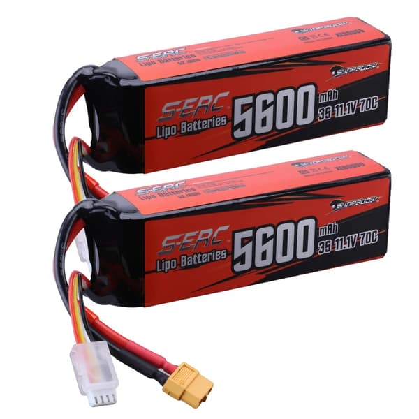 3S Lipo-batteri, 5600mAh kapacitet, 70C urladdningshastighet,11,1V, 5600-3S70C-XT60-2st