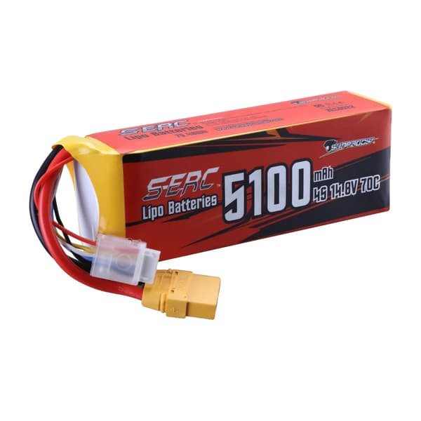 Lipo-batteri, 2250mAh kapacitet, 14.8V spænding,5100-4S-70C-XT90, 14.8v