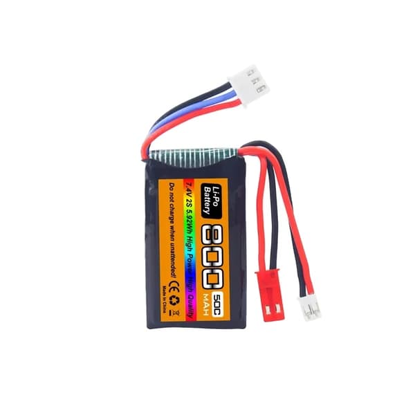 7.4V Li-Po-batteri, 800mAh kapacitet, 50C afladningshastighed,1 stk.