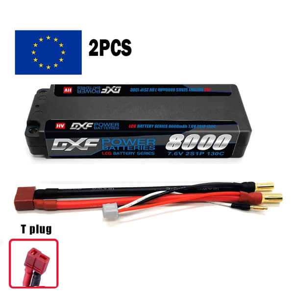 DXF Lipo-akku, 8000mAh kapasiteetti, 130C purkausnopeus,2PCS2S8000130CT5MM
