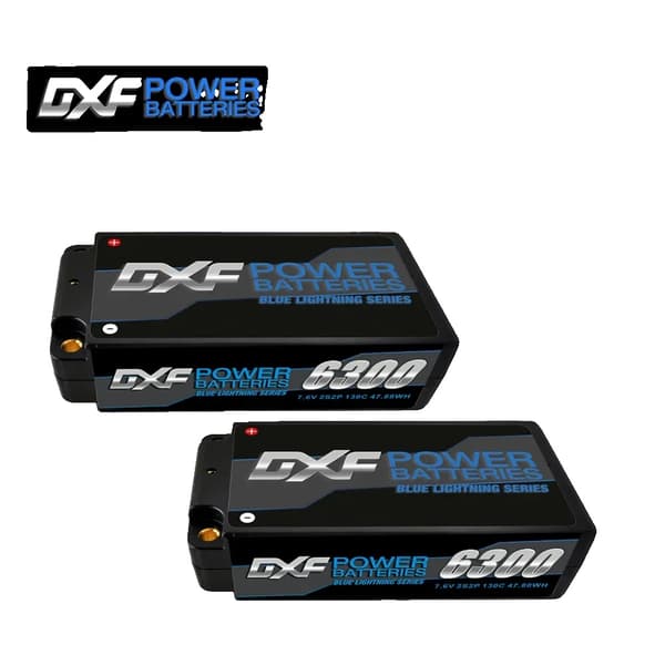 DXF Lipo-batteri, 6300mAh kapacitet, 130C urladdningshastighet,2ST2S6300130CT5MM