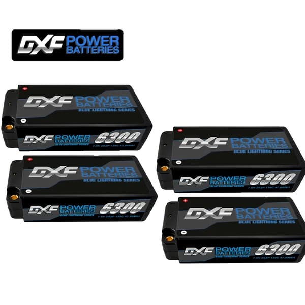 DXF Lipo-batteri, 6300mAh kapacitet, 130C afladningshastighed,4PCS2S6300130CT5MM