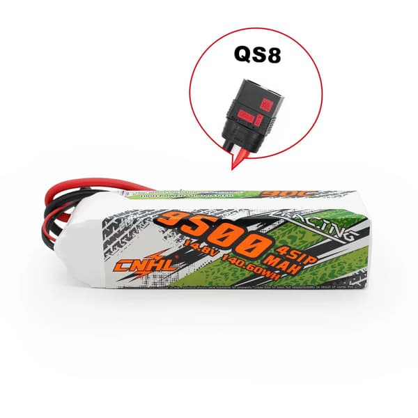 RC Lipo Batteri, Høj Kapacitet, Flere Tilslutningsmuligheder,4S 9500mah 90C QS8
