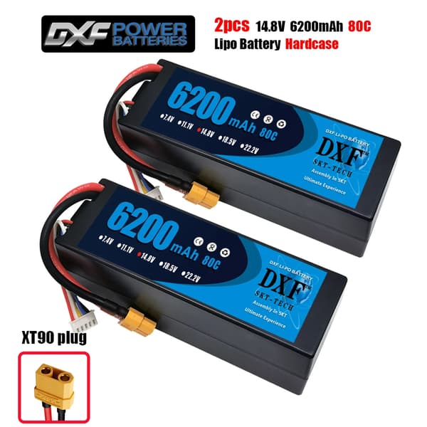Lipo batteri, 148V 8400mAh kapacitet, 120C afladningshastighed,2PCS 6200 XT90