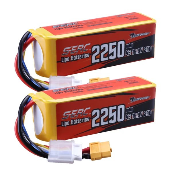 Lipo-akku, 2250mAh kapasiteetti, 14.8V jännite,2250-4S-25C-XT60-2PC, 14,8 V