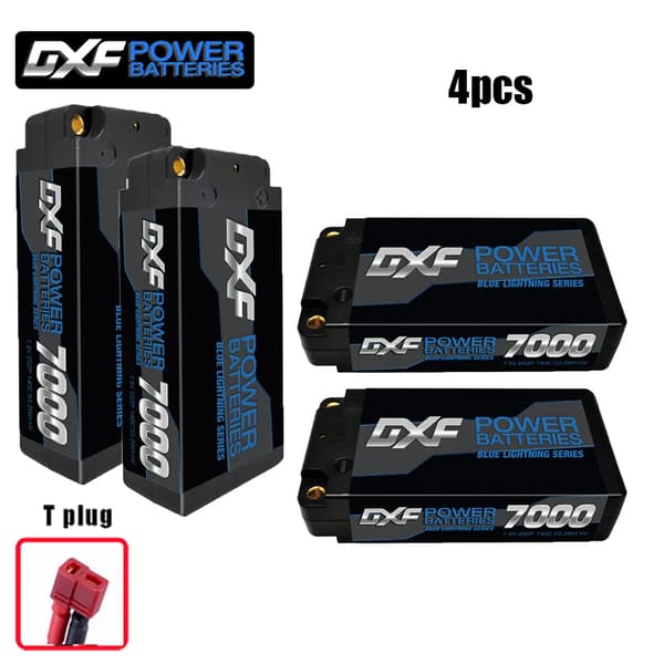 DXF 2S Lyhyt LiPo Akka, 7000mAh Kapasiteetti, 140C Purkausnopeus,4PCS2S7000140CT5MM