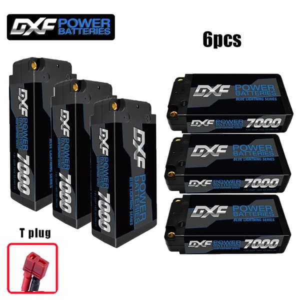 DXF 2S Lyhyt LiPo Akka, 7000mAh Kapasiteetti, 140C Purkausnopeus,6PCS2S7000140CT5MM