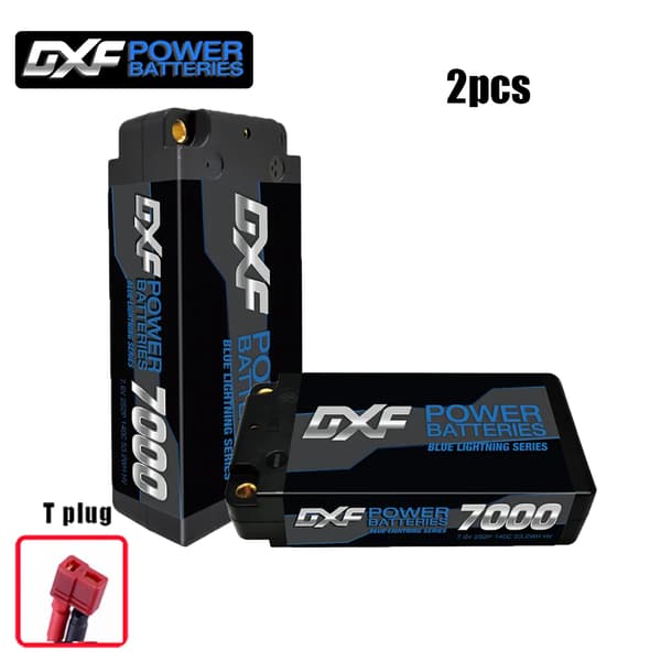DXF 2S Shorty LiPo-batteri, 7000mAh kapacitet, 140C afladningshastighed,2PCS2S7000140CT5MM