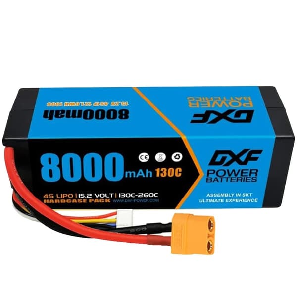 RC Lipo Akku, 8000mAh Kapasiteetti, 15.2V Jännite,2PCS4S8000130CXT90