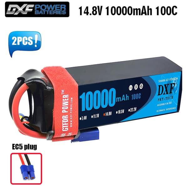 RC Lipo-batteri, 10000mAh kapacitet, 14.8V spænding,2PCS4S10000EC5