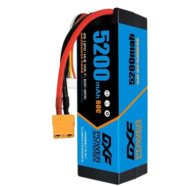 DXF 4S Lipo-batteri, 14.8V 5200mAh kapacitet, 60C afladningshastighed,2PCS4S520060CXT90