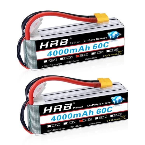 LiPo-batteri, 14,8V 4000mAh, 60C urladdningshastighet,4S 4000mah XT60 2PC