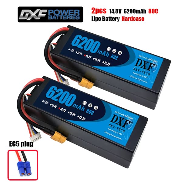Lipo batteri, 148V 8400mAh kapacitet, 120C afladningshastighed,2PCS 6200 EC5