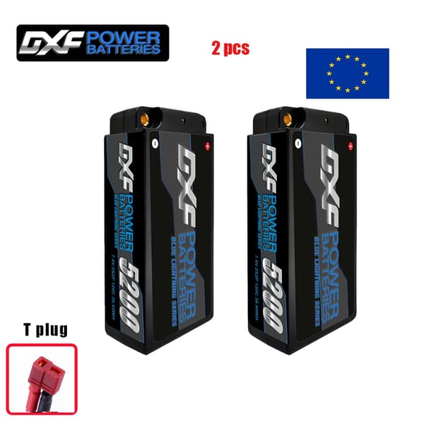 RC LiPo-akku, 5200mAh kapasiteetti, 7.4V jännite,2PCS2S5200120CT5MM