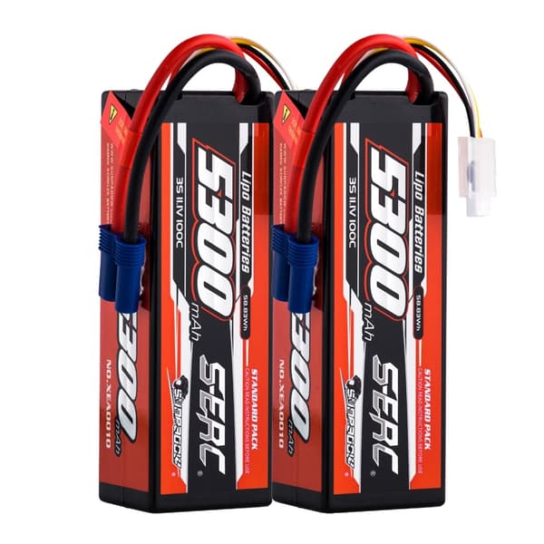 LiPo-batteri, 5300mAh kapacitet, 100C afladningshastighed,5300-3S100C-EC5-2stk