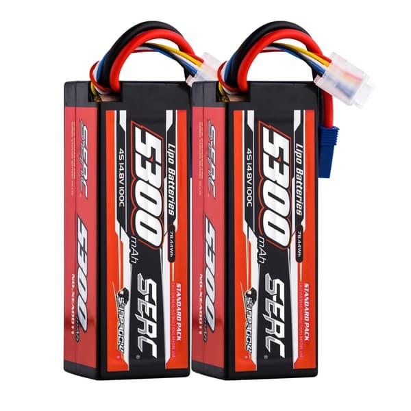LiPo-batteri, 5300mAh kapacitet, 100C afladningshastighed,5300-4S100C-EC5-2stk