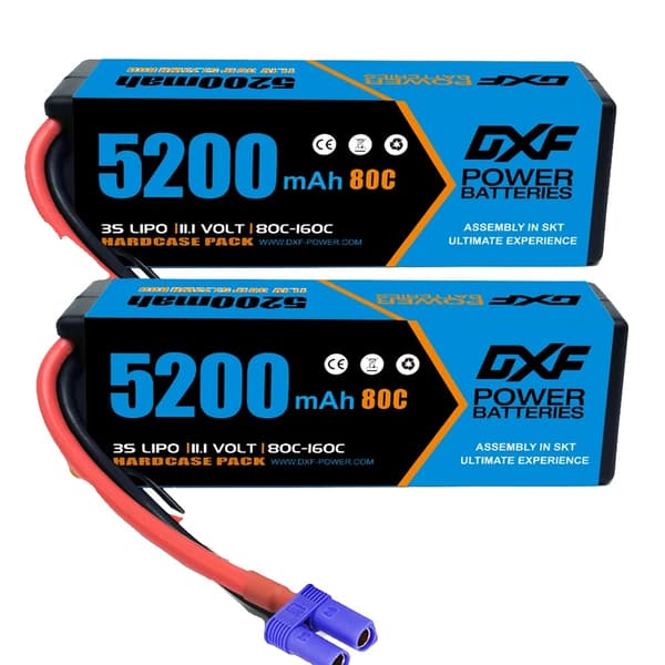 2 kpl DXF LiPo-akku, suuri kapasiteetti 5200mAh - 9200mAh, purkausnopeudet jopa 130C,2PCS3S520080CEC5