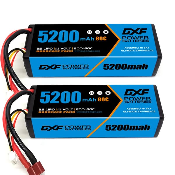 2 kpl DXF LiPo-akku, suuri kapasiteetti 5200mAh - 9200mAh, purkausnopeudet jopa 130C,2PCS3S520080CDEANS