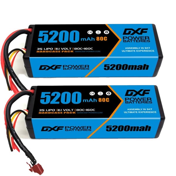 2 kpl DXF LiPo-akku, suuri kapasiteetti 5200mAh - 9200mAh, purkausnopeudet jopa 130C,2PCS3S520080CDEANS