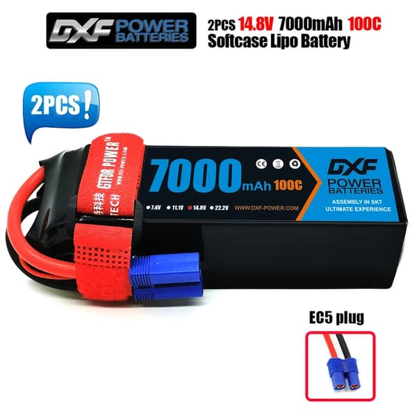 RC Lipo-akku, suuri kapasiteetti 7000mAh, suuri purkausnopeus 100C, 2PCS4S7000100CEC5