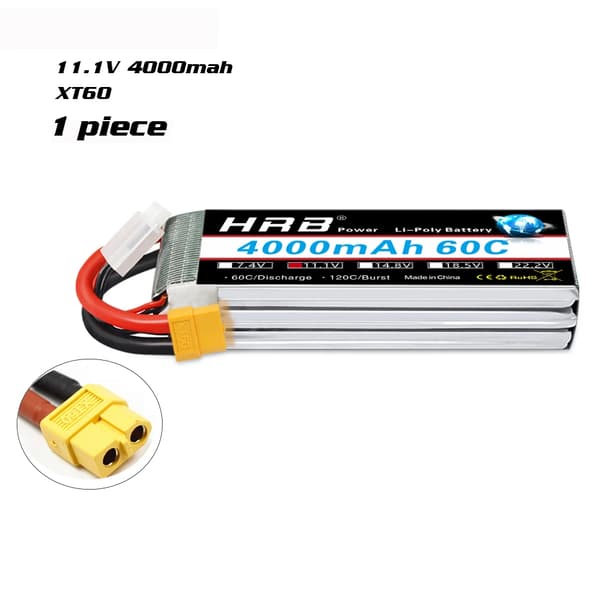 Lipo batteri, 111V kapacitet, XT60 stikforbindelse, 1 stk
