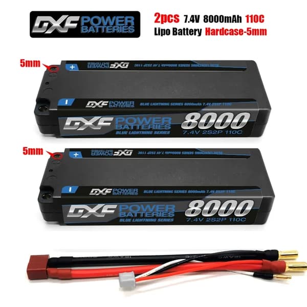 Lipo-akku, suuri kapasiteetti 9200mAh, T-liitin, 2PCS2S8000110C5mmT